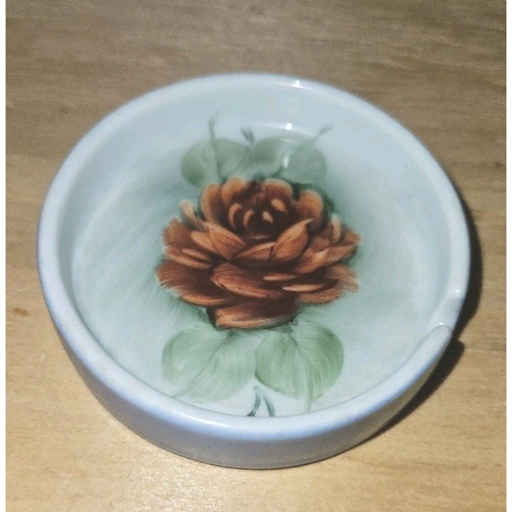 Vintage 1977 Ashtray Lucio Rio Brasil Ceramic Flower De Janeiro Handpainted